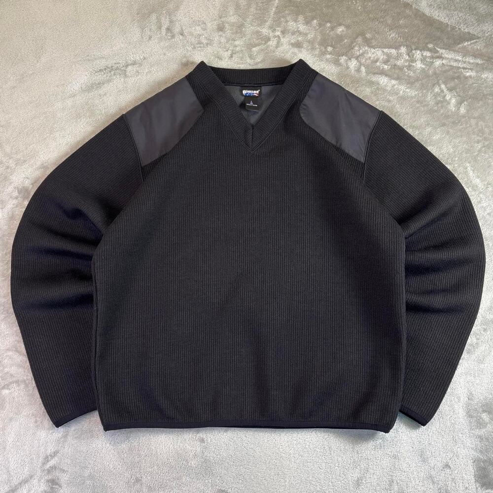 Blauer Black V-Neck Tactical Sweater Mens Large Wool Blend Military Police Style